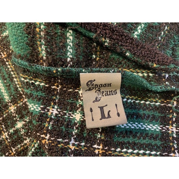 Spoon Jeans Green/Brown/Lurix Plaid Pearl Button Vest Women’s Size L NEW w/Tag - Picture 6 of 16